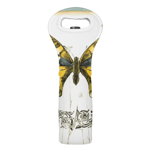 Decorative Butterfly with Wildflowers Wine Bag (Back)