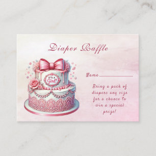 Decorative Cake Pink Bow Baby Shower Enclosure Card