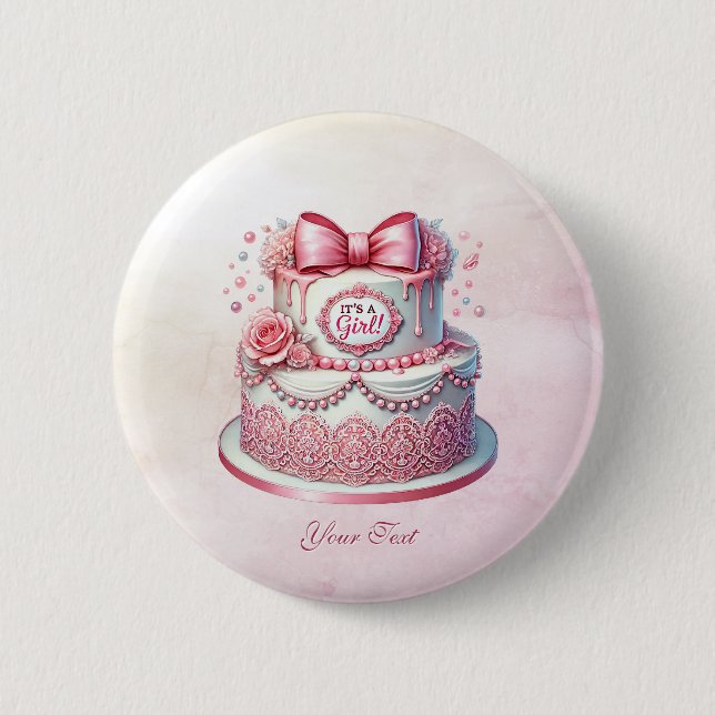 Decorative Cake Pink Bow Button (Front)
