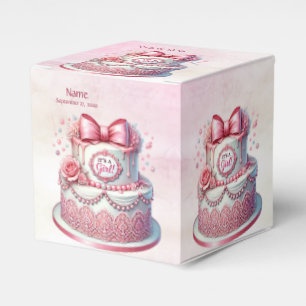 Decorative Cake Pink Bow Favor Box