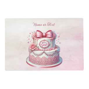 Decorative Cake Pink Bow Placemat