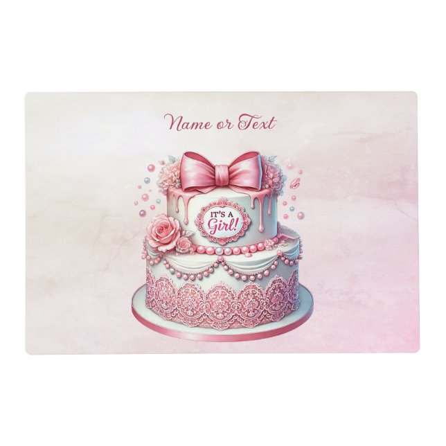 Decorative Cake Pink Bow Placemat (Front)