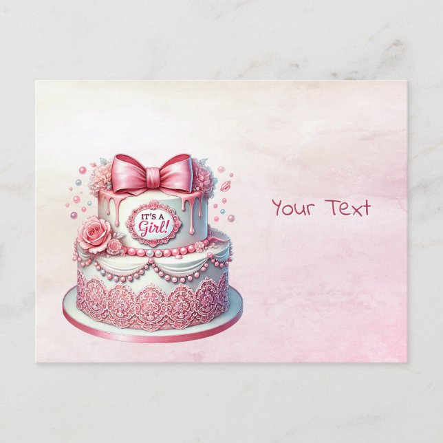 Decorative Cake Pink Bow Postcard (Front)