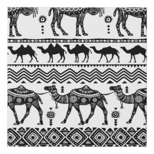 Decorative Camels Seamless Pattern Design Faux Canvas Print