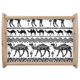 Decorative Camels Seamless Pattern Design Serving Tray