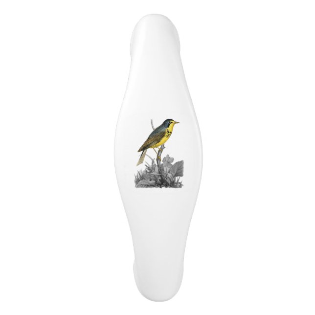 Decorative Canada Warbler Bird Ceramic Cabinet Pull (Front)