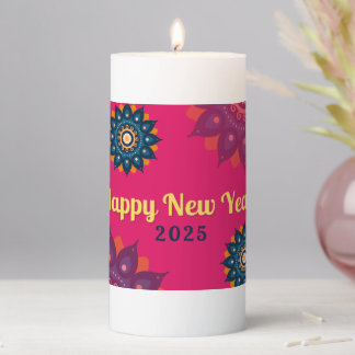 Decorative Candle with Vibrant Traditional Design
