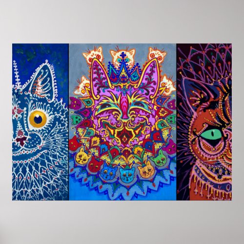 Decorative Cats by Louis Wain Poster