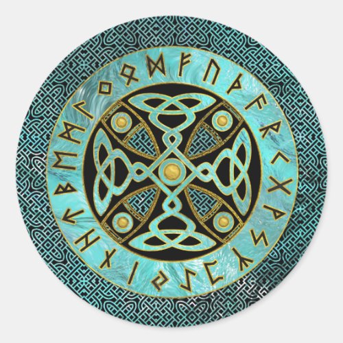 Decorative Celtic Cross  - and Runes alphabet
