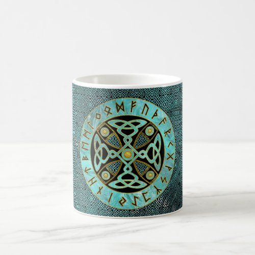Decorative Celtic Cross  - and Runes alphabet