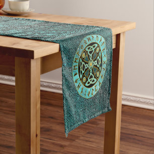 Decorative Celtic Cross - and Runes alphabet Short Table Runner