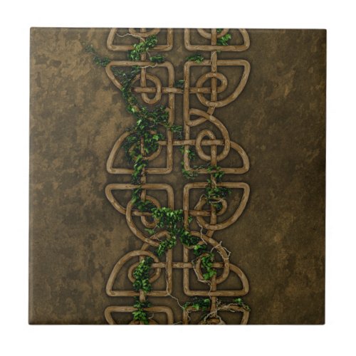 Decorative Celtic Knots With Ivy Ceramic Tile