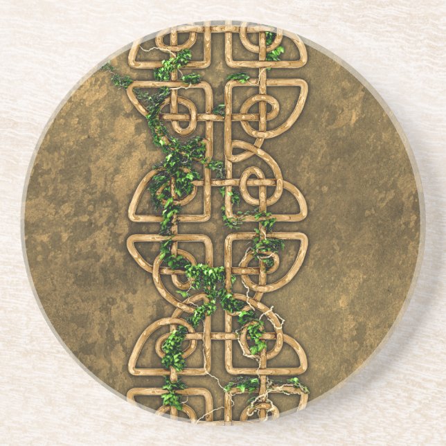 Decorative Celtic Knots With Ivy Drink Coaster (Front)