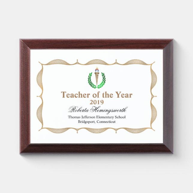 Decorative Certificate Teachers Award Plaque (Horizontal)