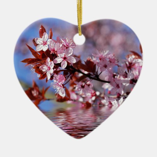 Decorative cherry tree blossoms ceramic ornament