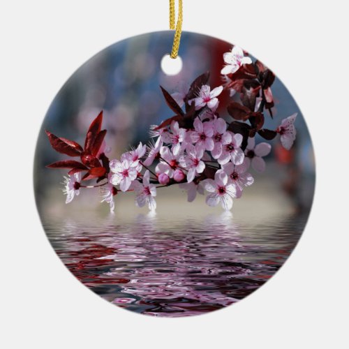 Decorative cherry tree blossoms ceramic ornament