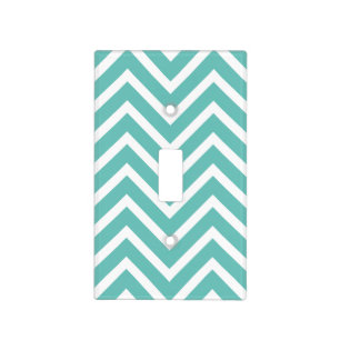 Decorative Chevron Pattern Light Teal And White Light Switch Cover
