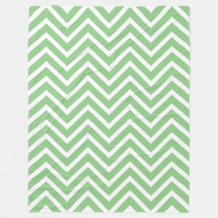 Decorative Chevron Pattern Sage And White Fleece Blanket