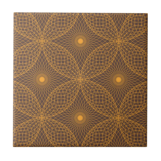Decorative, chic, abstract mandala style pattern ceramic tile (Front)
