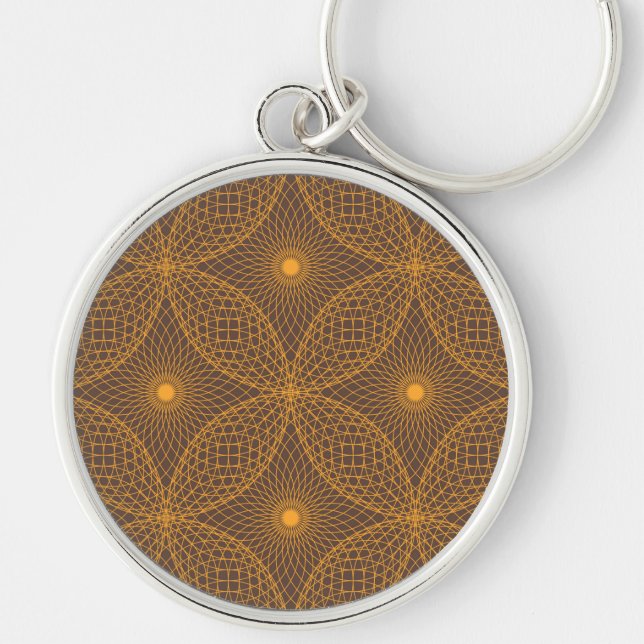 Decorative, chic, abstract mandala style pattern keychain (Front)