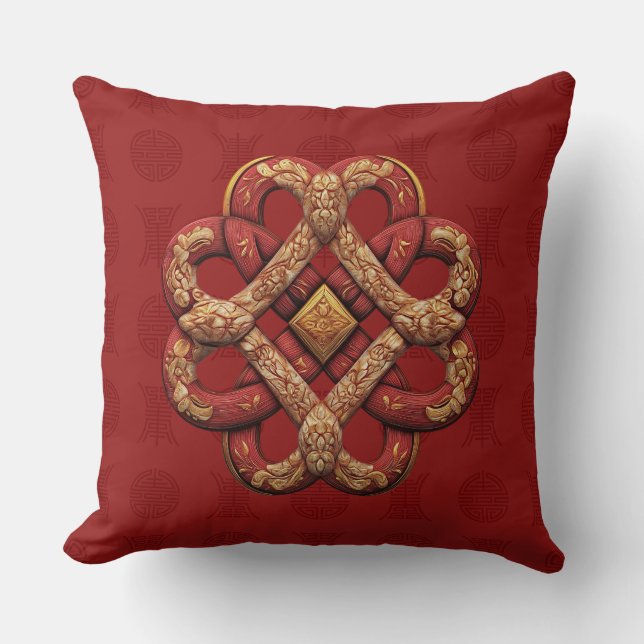 Decorative Chinese Knot Throw Pillow (Front)