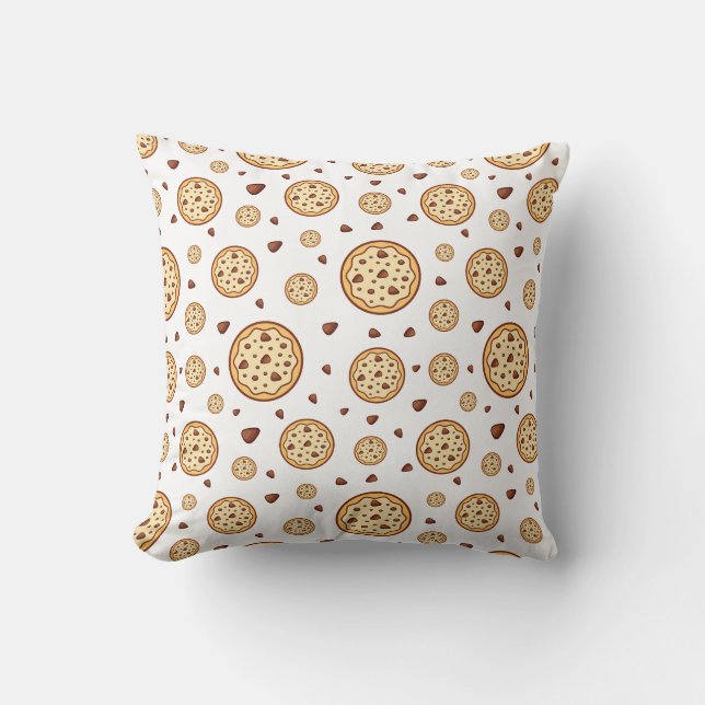 Decorative chocolate chip cookies seamless pattern throw pillow (Front)