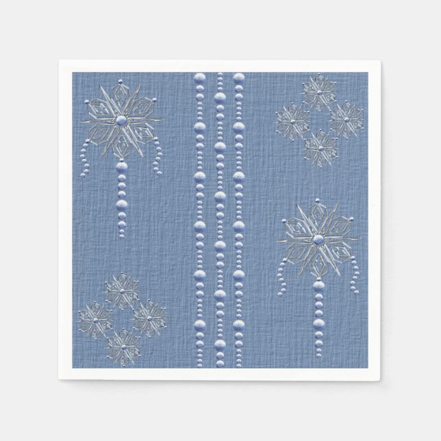 Decorative Christmas Beads & Snowflakes Napkins (Front)