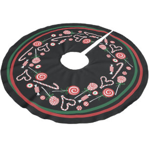 Decorative Christmas Candies And Candy Canes Brushed Polyester Tree Skirt
