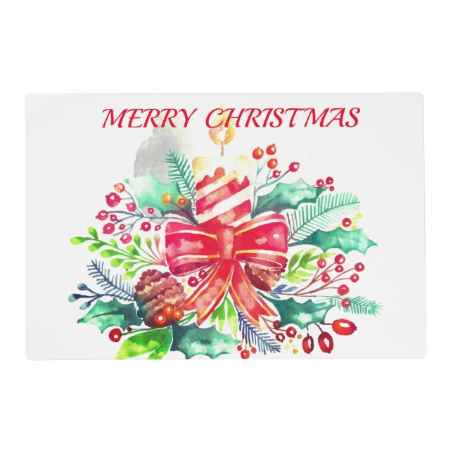 Decorative Christmas Candle Paper Placemat (Front)