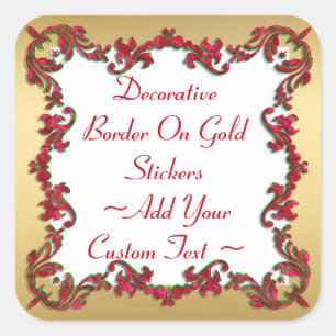 Decorative Christmas Colors Border On Gold Sticker