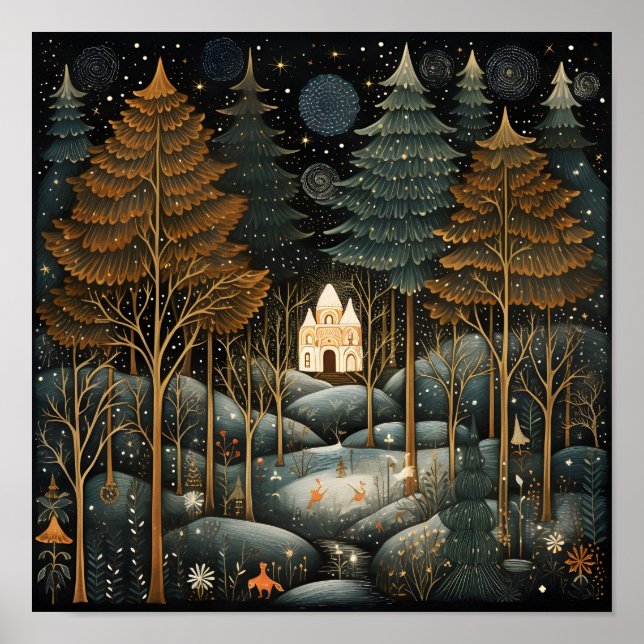 Decorative Christmas forest  Poster (Front)