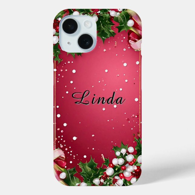 Decorative Christmas Frame with Greenery Case-Mate iPhone Case (Back)