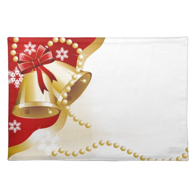 Decorative Christmas Gold Bells Cloth Placemat (Front)