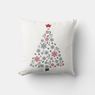 Decorative Christmas Gold Glitter Tree Black Throw Pillow