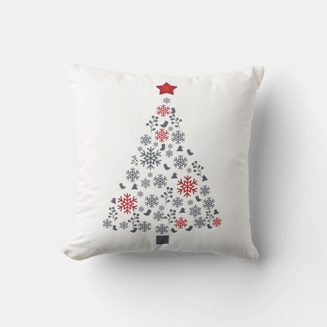 Decorative Christmas Gold Glitter Tree Black Throw Throw Pillow (Front)