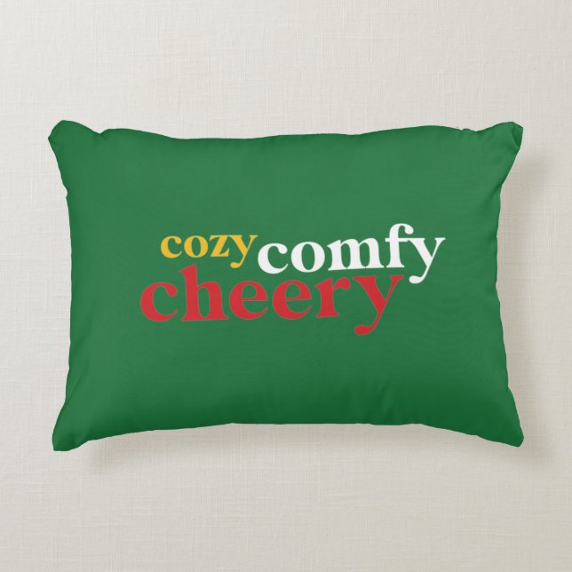 Decorative Christmas Holiday, Cozy Comfy Cheery Accent Pillow (Front)