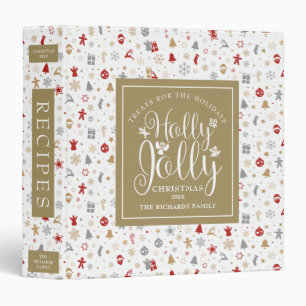 Decorative Christmas Holidays Pattern Recipes 3 Ring Binder