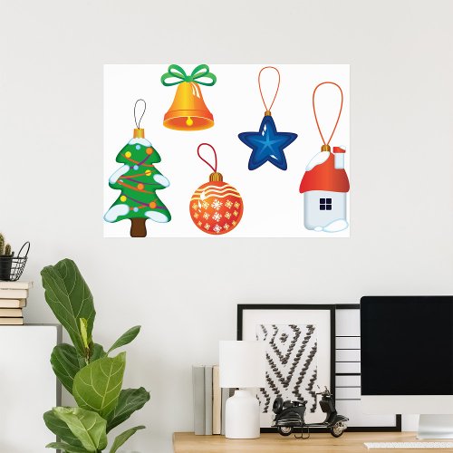 Decorative Christmas Ornaments Poster