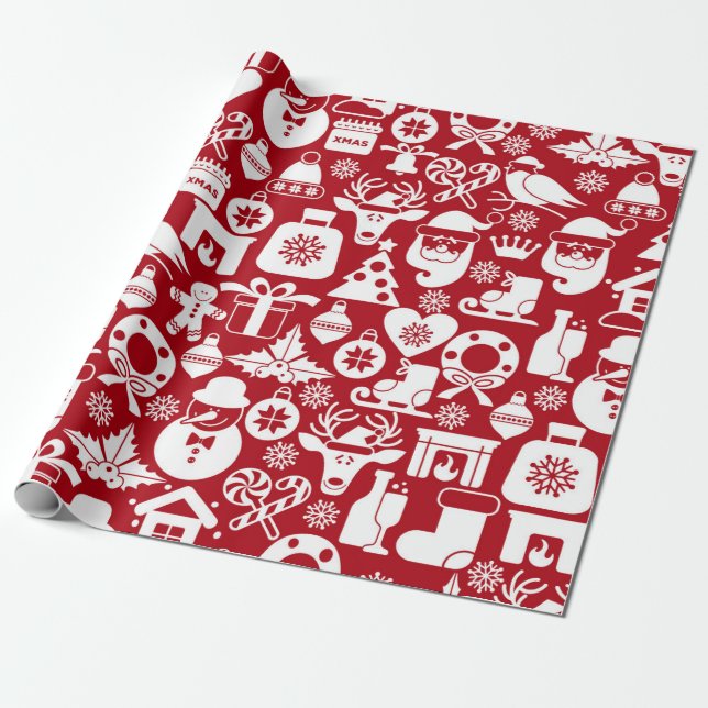 Decorative Christmas Pattern Wrapping Paper (Unrolled)