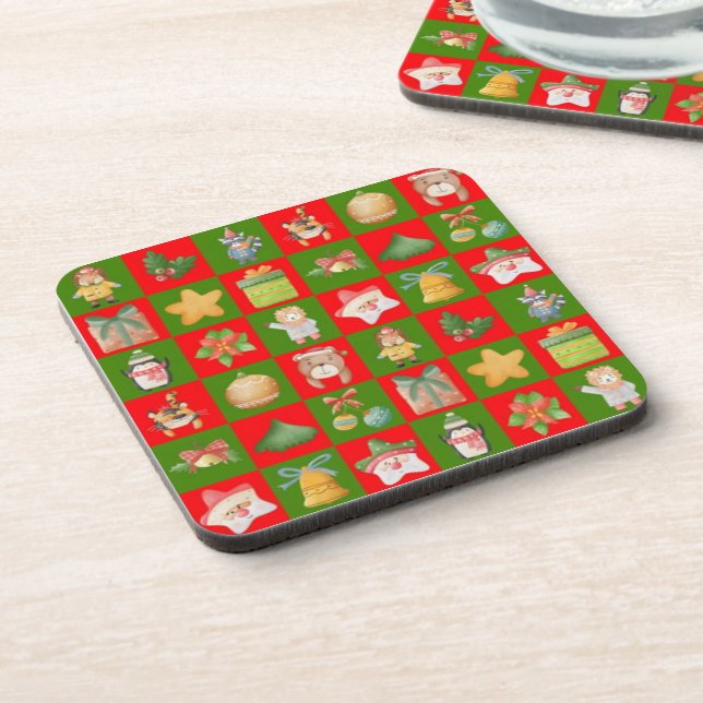 Decorative Christmas seamless pattern Beverage Coaster (Left Side)