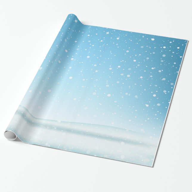 Decorative Christmas Snow with Glitter Wrapping Paper (Unrolled)