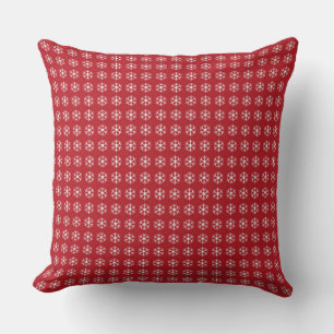 Decorative Christmas Snowflake background Red Throw Pillow