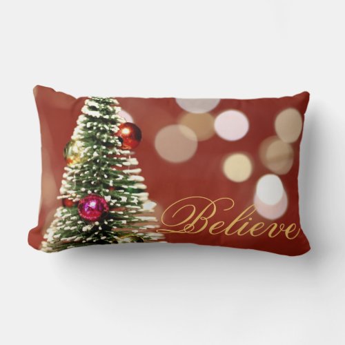 Decorative Christmas Snowflake Believe Holiday Lum Lumbar Pillow