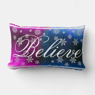 Decorative Christmas Snowflake Believe Holiday Lum Lumbar Pillow