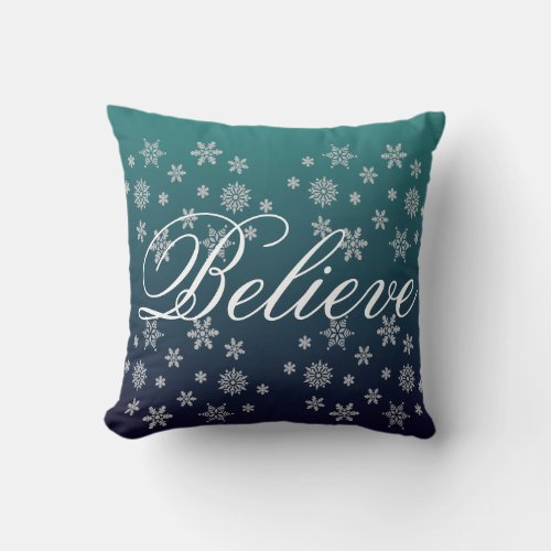Decorative Christmas Snowflake Believe Holiday Lum Throw Pillow