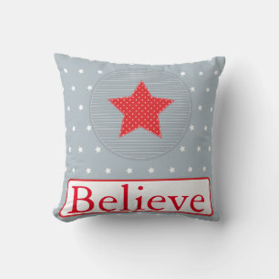 Decorative Christmas Snowflake Believe Holiday Lum Throw Pillow