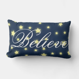Decorative Christmas Snowflake Believe Holiday Lumbar Pillow