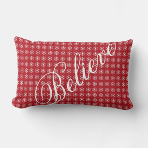 Decorative Christmas Snowflake Believe Holiday Lumbar Pillow