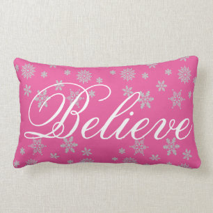 Decorative Christmas Snowflake Believe Holiday Lumbar Pillow