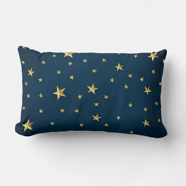 Decorative Christmas Snowflake Blue Stars Holiday Lumbar Pillow (Front)